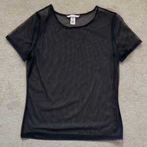 Victoria’s Secret Black Sheer Mesh Short Sleeve Top